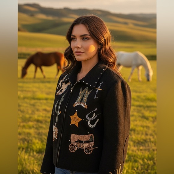 Gordon & James Jackets & Blazers - Gordon & James women's black western-themed embroidered jacket.